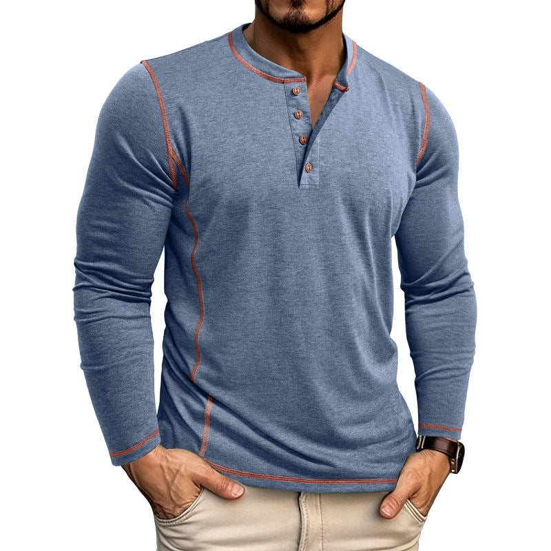 Today Only: 60% Off - Men's Casual Outdoor Henley Shirt with Four-Button Long Sleeves