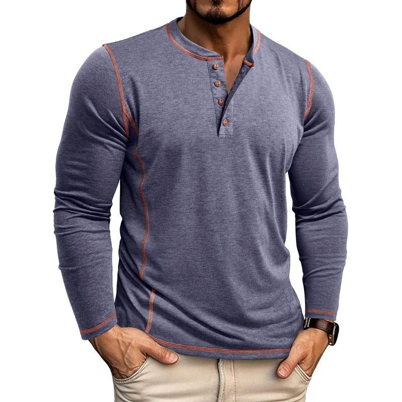 Today Only: 60% Off - Men's Casual Outdoor Henley Shirt with Four-Button Long Sleeves
