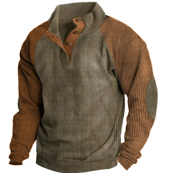 Clearance Sale - Men's Basic Corduroy Vintage Button Down Shirt with Elbow Patches