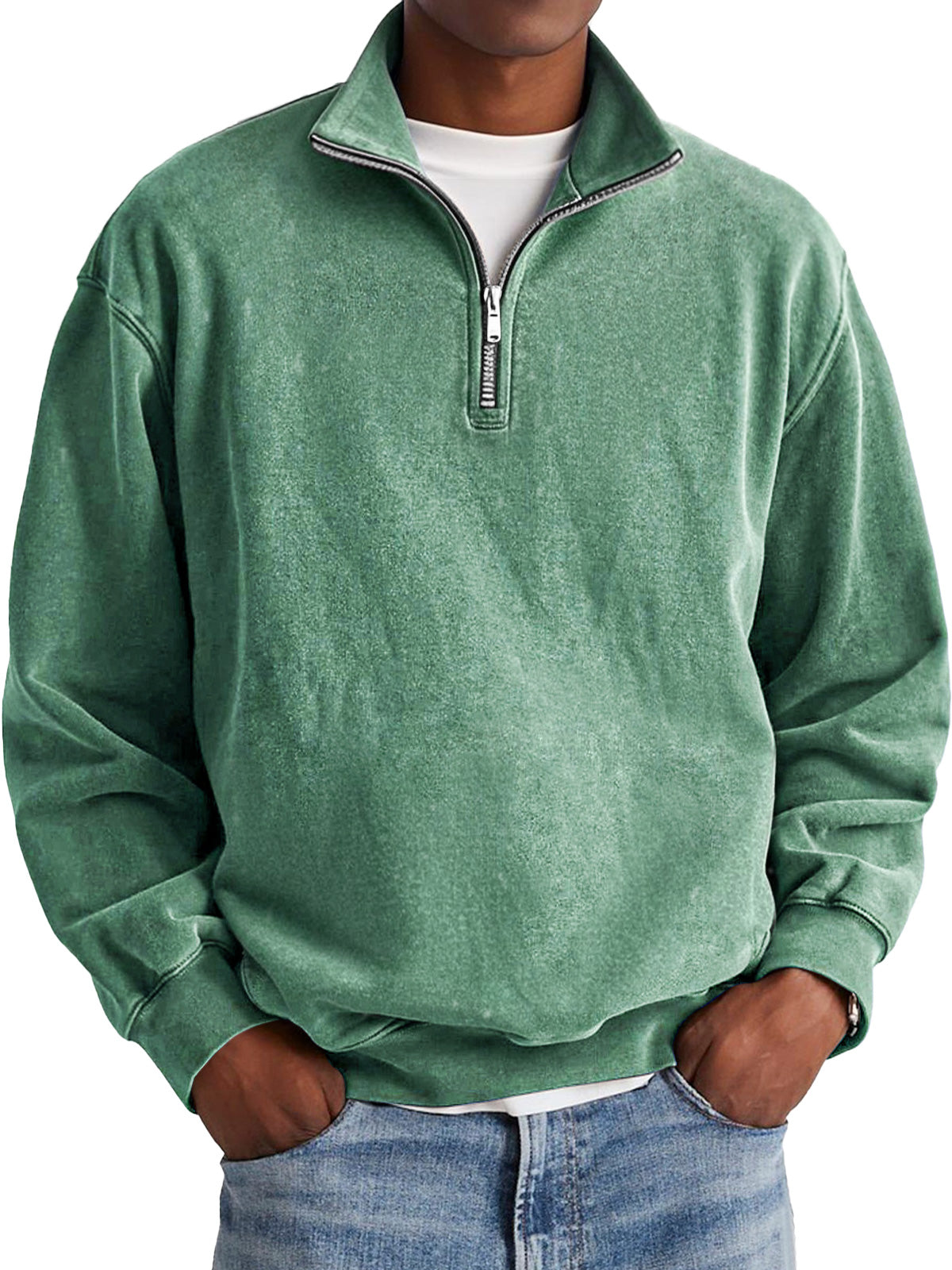 🔥Clearance Sale 50% Off - Men's Fashion Retro Stand Collar Zipper Polo Sweatshirt