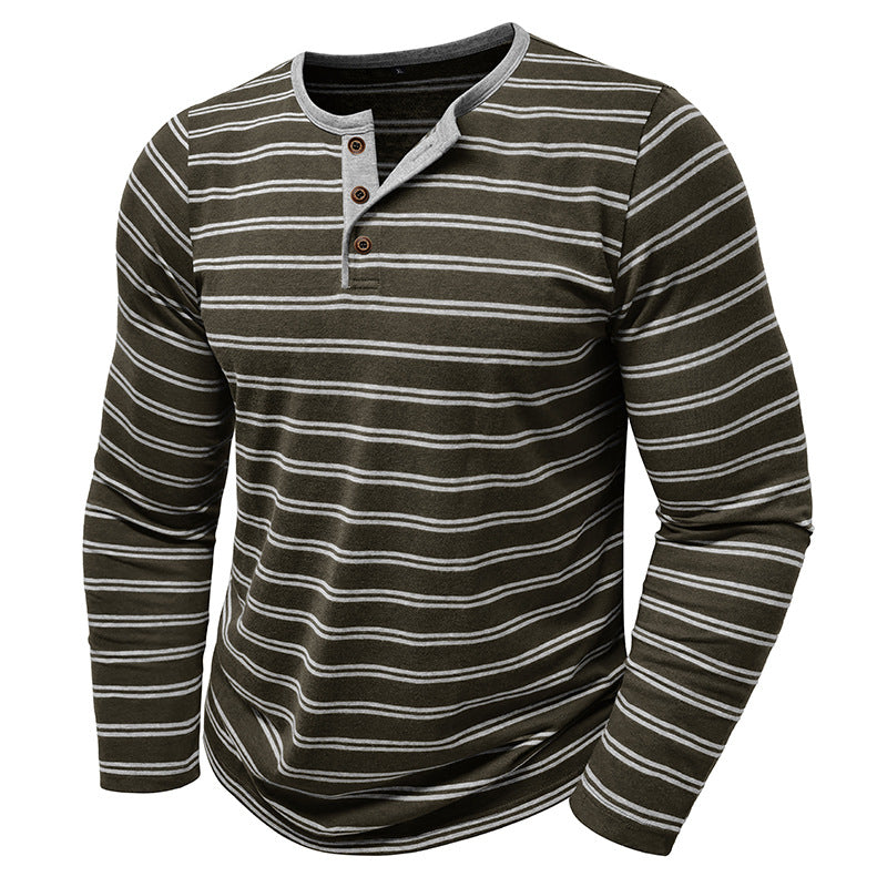 Clearance sale 70% off - Men’s High-Quality Cotton Striped Henley Button Shirt