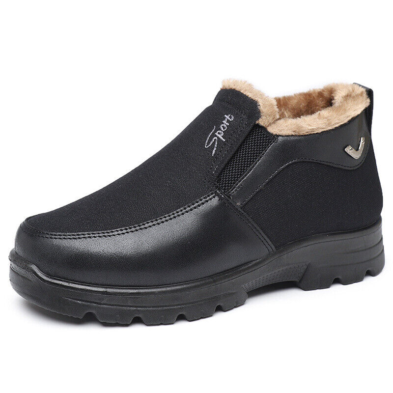 Men's Winter Fleece Waterproof Warm Non-Slip Orthopedic Shoes Snow Ankle Boots (Medical Certification)
