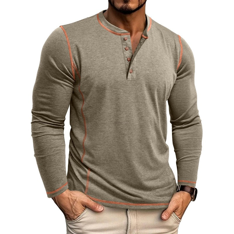 Today Only: 60% Off - Men's Casual Outdoor Henley Shirt with Four-Button Long Sleeves