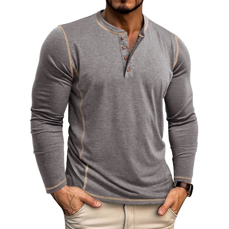 Today Only: 60% Off - Men's Casual Outdoor Henley Shirt with Four-Button Long Sleeves