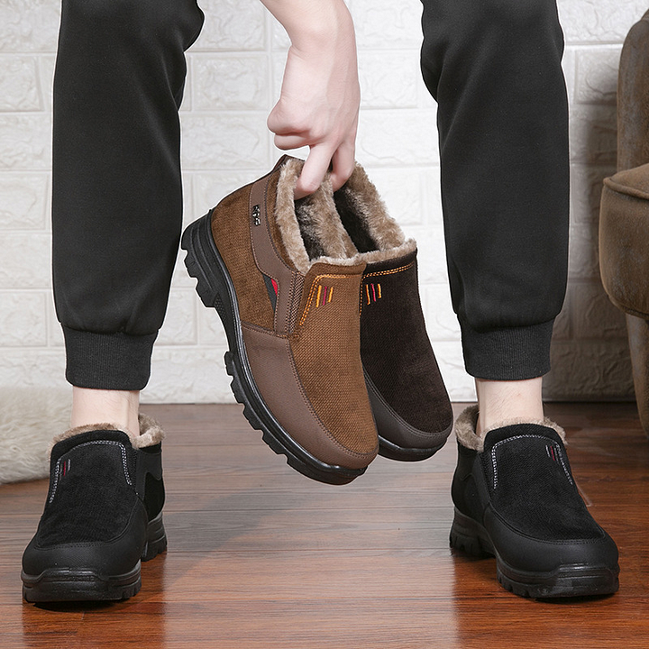 Men's Winter Fleece Waterproof Warm Non-Slip Orthopedic Shoes Snow Ankle Boots (Medical Certification)