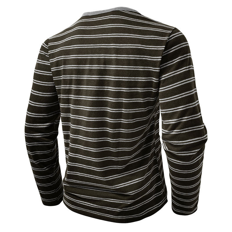 Clearance sale 70% off - Men’s High-Quality Cotton Striped Henley Button Shirt