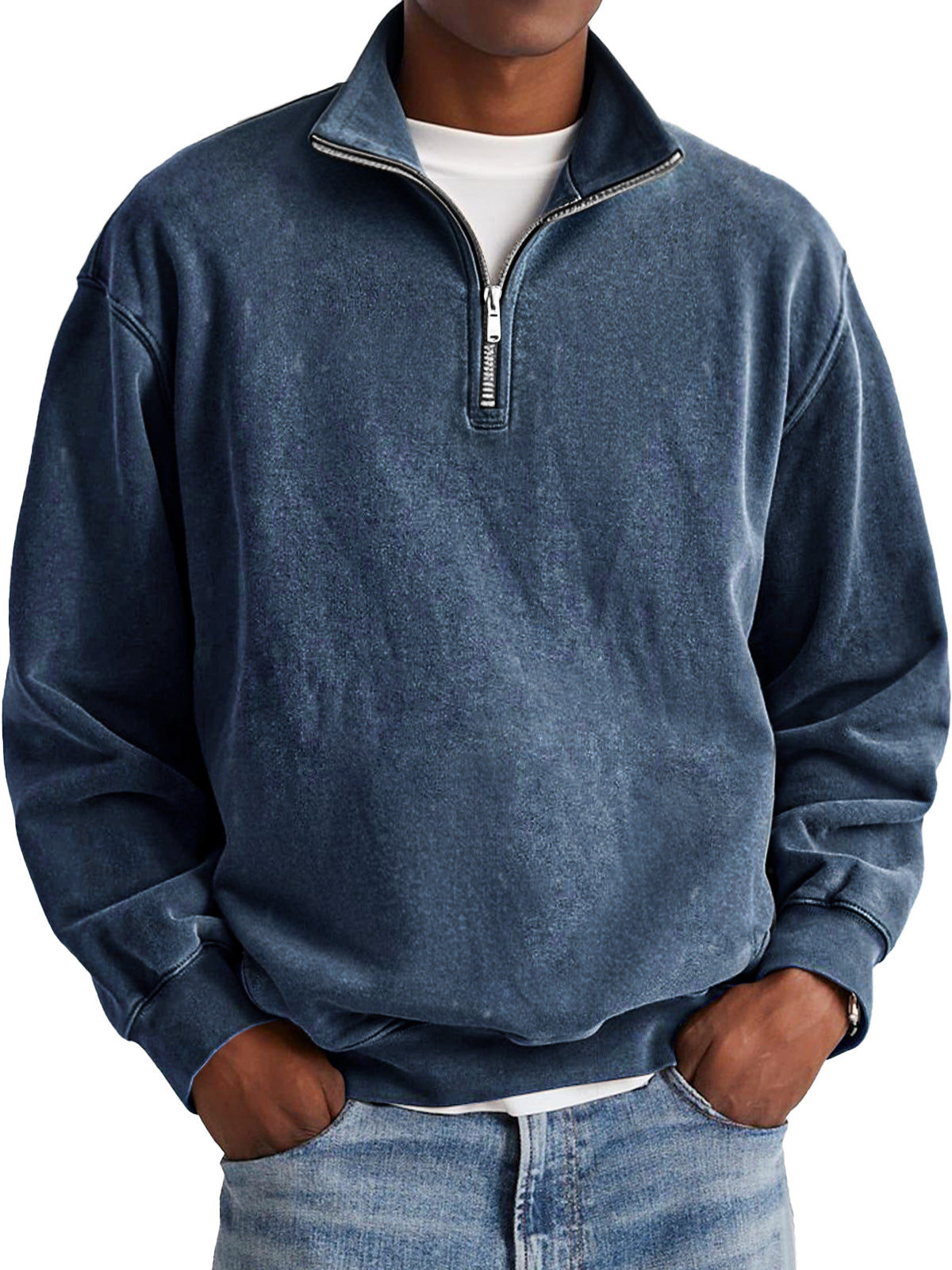 🔥Clearance Sale 50% Off - Men's Fashion Retro Stand Collar Zipper Polo Sweatshirt