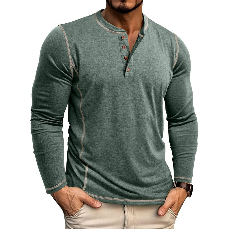 Today Only: 60% Off - Men's Casual Outdoor Henley Shirt with Four-Button Long Sleeves