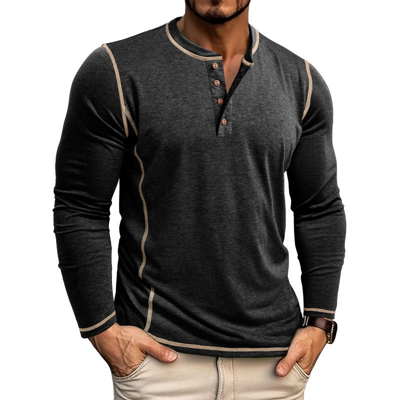 Today Only: 60% Off - Men's Casual Outdoor Henley Shirt with Four-Button Long Sleeves