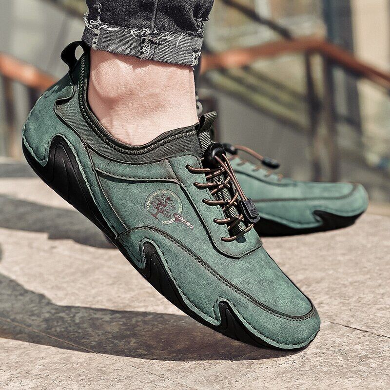 Men Lightweight Comfy Leather Driving Shoes Non-Slip Casual Shoes Breathable Loafers