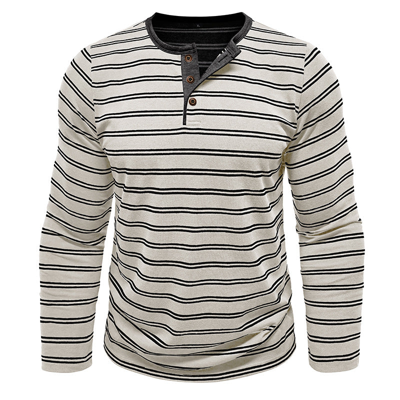 Clearance sale 70% off - Men’s High-Quality Cotton Striped Henley Button Shirt