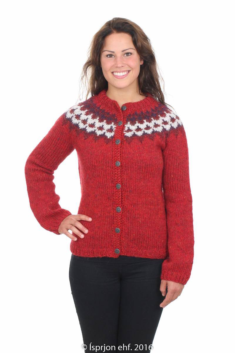 Verðandi - Icelandic Wool Cardigan - Red