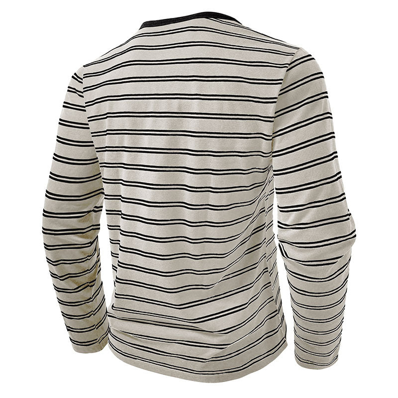Clearance sale 70% off - Men’s High-Quality Cotton Striped Henley Button Shirt