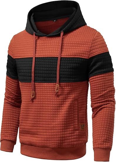 🔥2025 New🔥Long Sleeve Patchwork Plaid Jacquard Hoodie