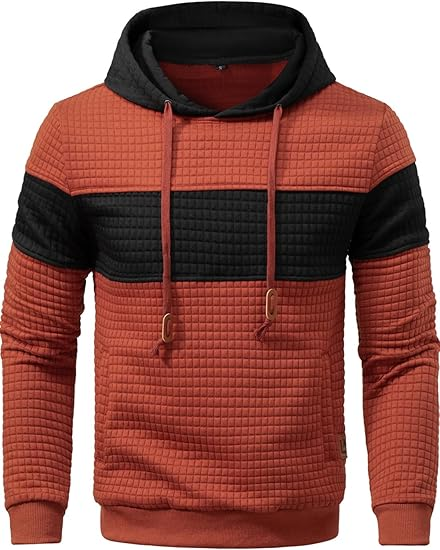 🔥2025 New🔥Long Sleeve Patchwork Plaid Jacquard Hoodie