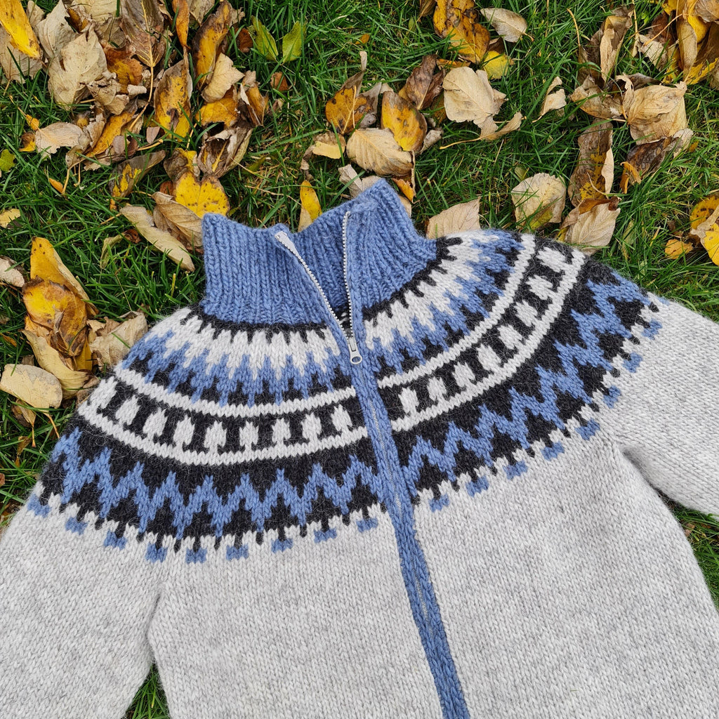 Garri - Icelandic Cardigan - Grey-Blue