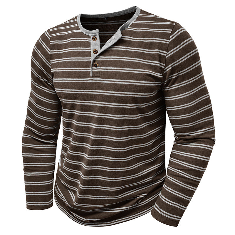 Clearance sale 70% off - Men’s High-Quality Cotton Striped Henley Button Shirt