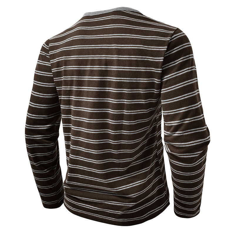 Clearance sale 70% off - Men’s High-Quality Cotton Striped Henley Button Shirt