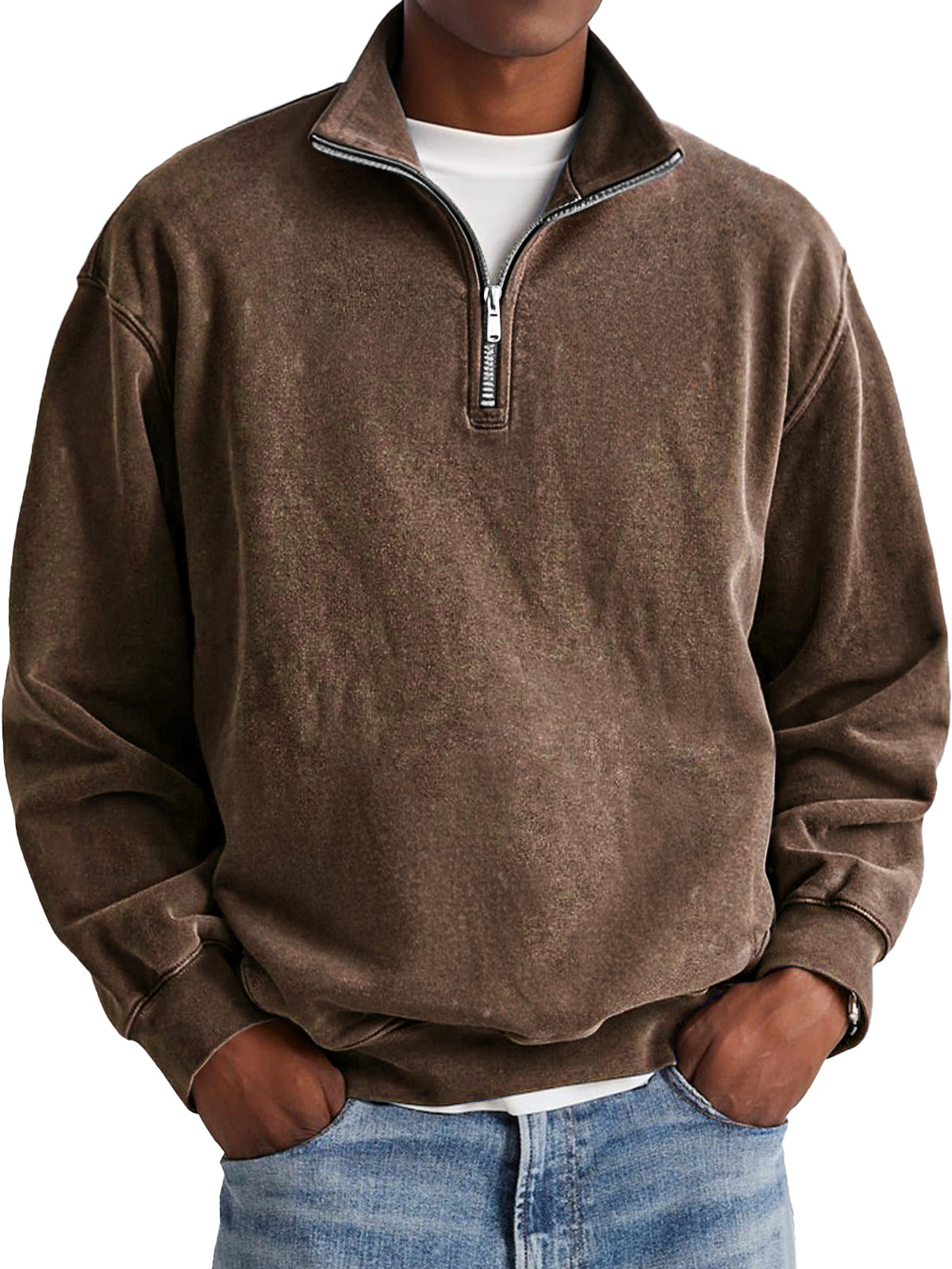 🔥Clearance Sale 50% Off - Men's Fashion Retro Stand Collar Zipper Polo Sweatshirt