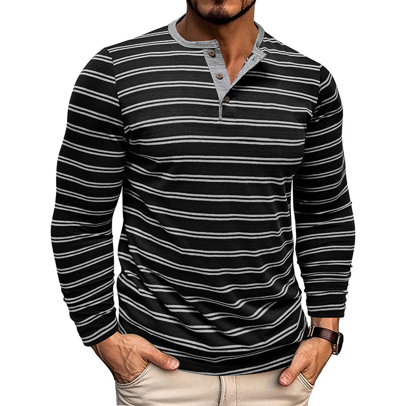 Clearance sale 70% off - Men’s High-Quality Cotton Striped Henley Button Shirt