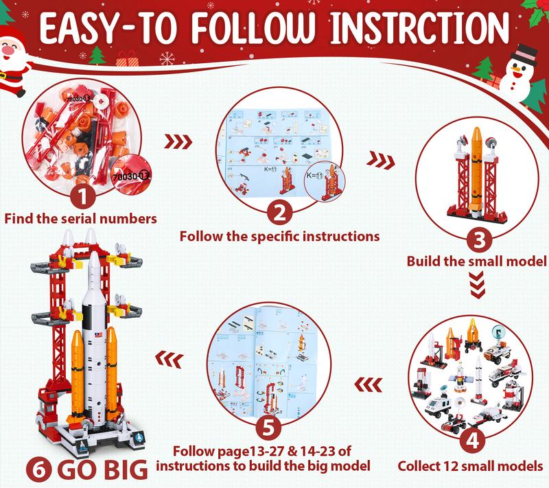 Advent Calendar 2025, 24 Days STEM Surprise puzzle blocks 12-in-1 Christmas Gift Box