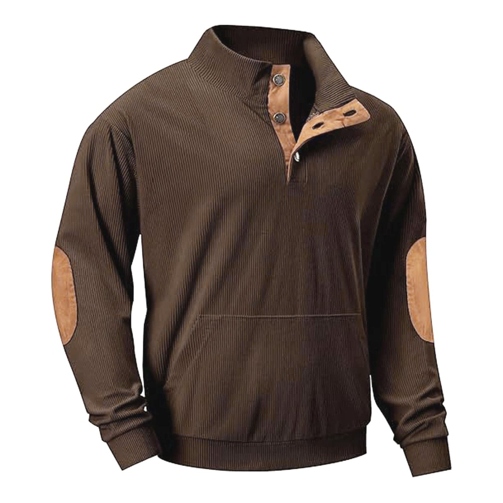 Men's Casual Long Sleeve Stand Collar Pullover Sweatshirts With Pocket
