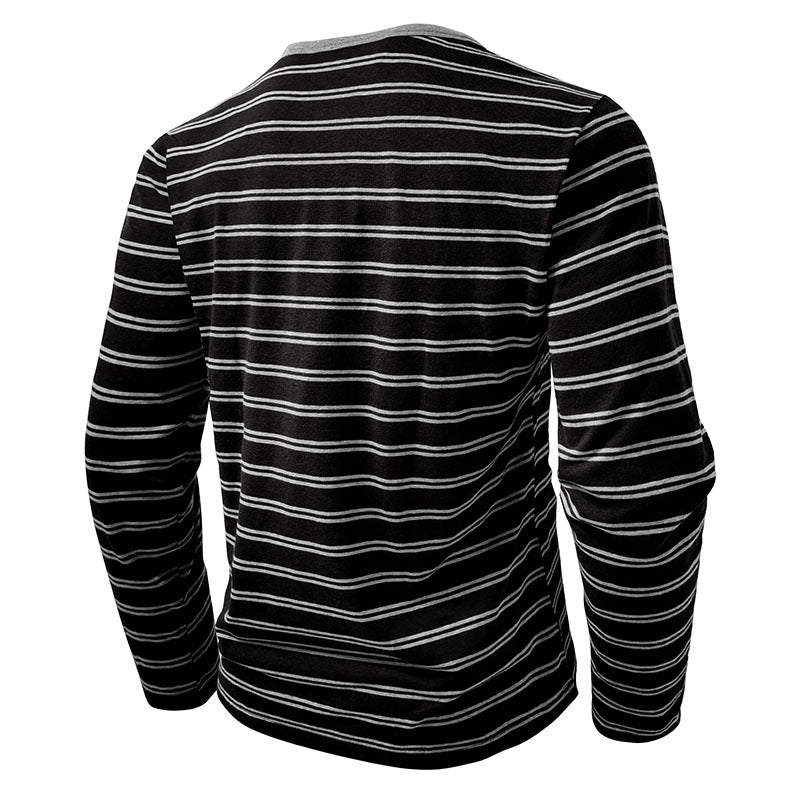 Clearance sale 70% off - Men’s High-Quality Cotton Striped Henley Button Shirt