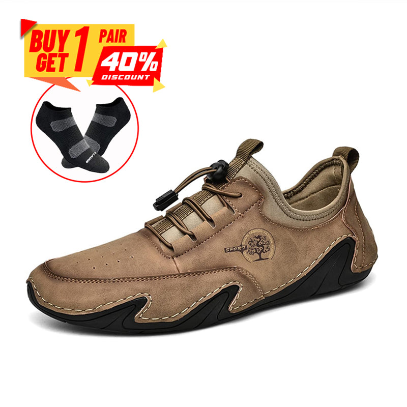 Men Lightweight Comfy Leather Driving Shoes Non-Slip Casual Shoes Breathable Loafers