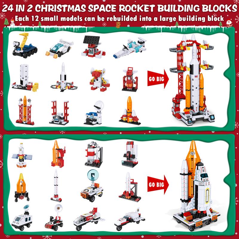 Advent Calendar 2025, 24 Days STEM Surprise puzzle blocks 12-in-1 Christmas Gift Box