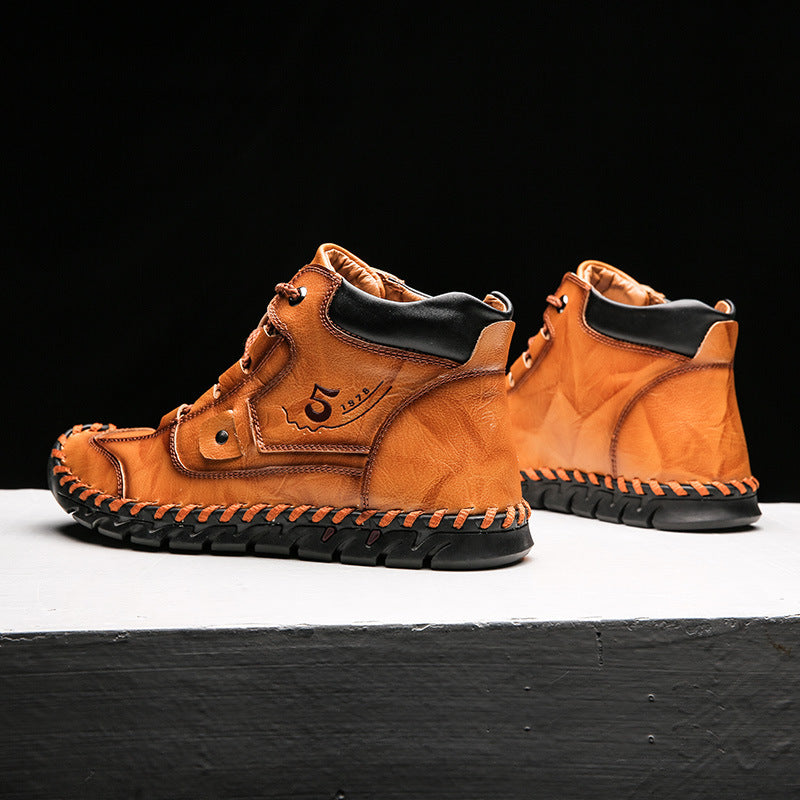 (🔥CLEARANCE SALE - 70% OFF)-Stitched Hand-Sewn Embossed Cowhide Medical Shoes - Relieve Soreness