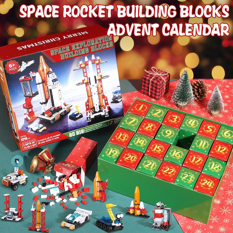 Advent Calendar 2025, 24 Days STEM Surprise puzzle blocks 12-in-1 Christmas Gift Box