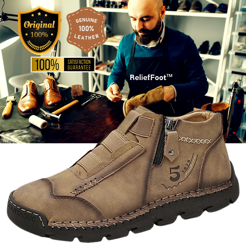 ReliefFootTM Men's Vintage Casual Soft And Breathable Cowhide Leather Boots