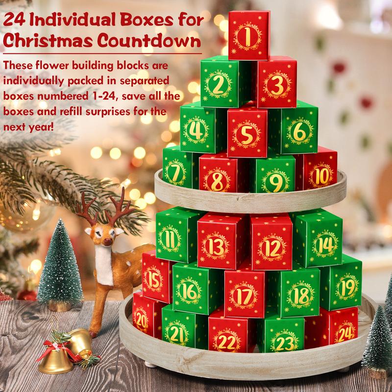 Advent Calendar 2025, 24 Days STEM Surprise puzzle blocks 12-in-1 Christmas Gift Box