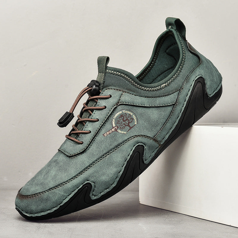 Men Lightweight Comfy Leather Driving Shoes Non-Slip Casual Shoes Breathable Loafers