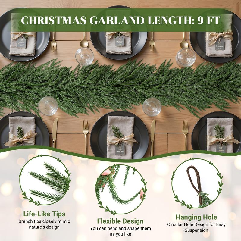 6/9/12 ft Artificial Christmas Garland, Real Touch Norfolk Pine Garland