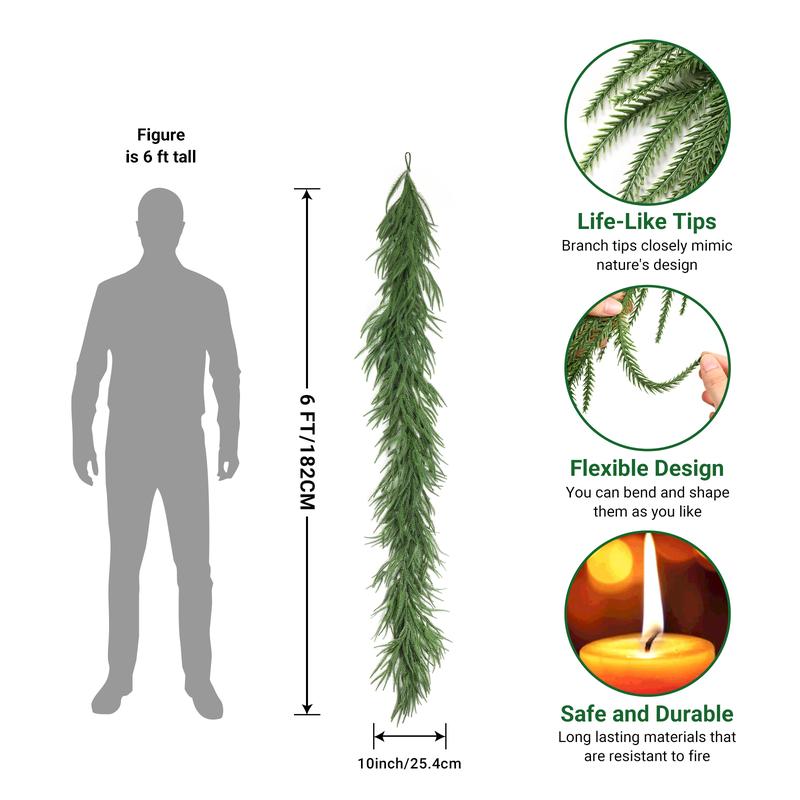 6/9/12 ft Artificial Christmas Garland, Real Touch Norfolk Pine Garland