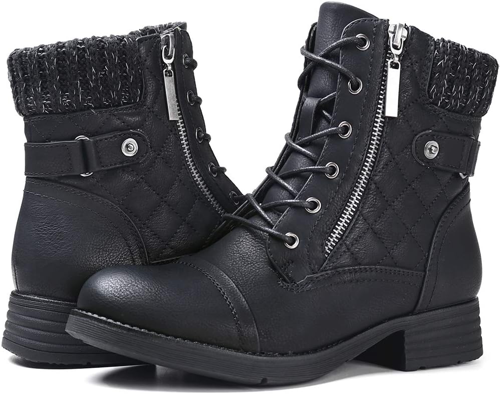 Women's Combat Boots Lace up Ankle Booties