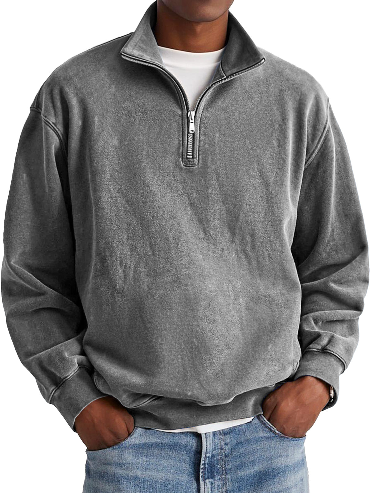 🔥Clearance Sale 50% Off - Men's Fashion Retro Stand Collar Zipper Polo Sweatshirt