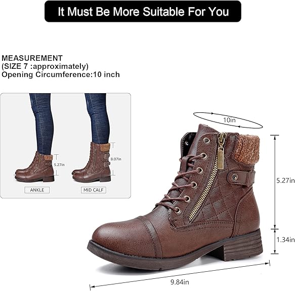 Women's Combat Boots Lace up Ankle Booties