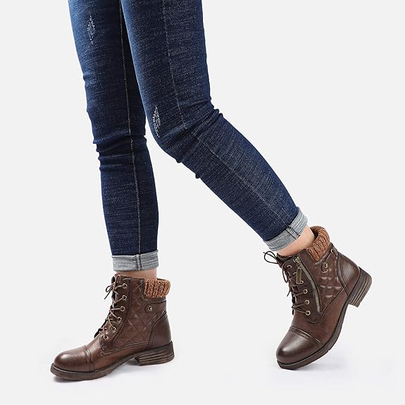 Women's Combat Boots Lace up Ankle Booties