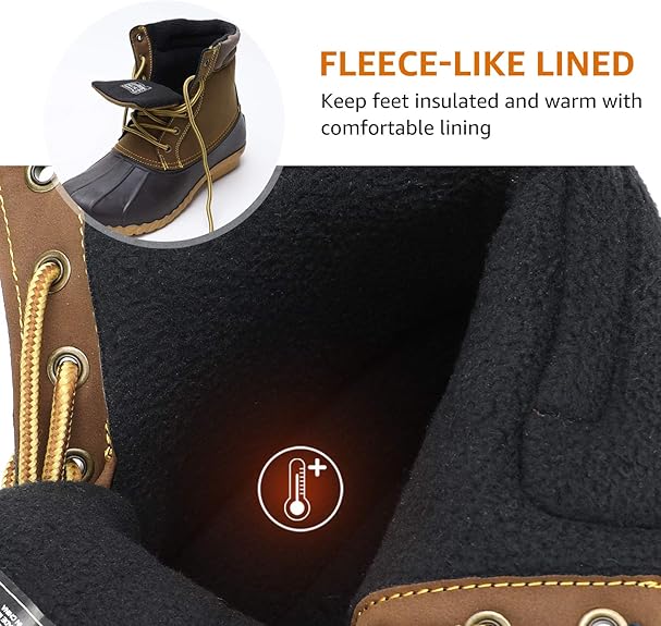 Mens Duck Boot | Waterproof Shell | Fur Lined Insulated Winter Snow Boot