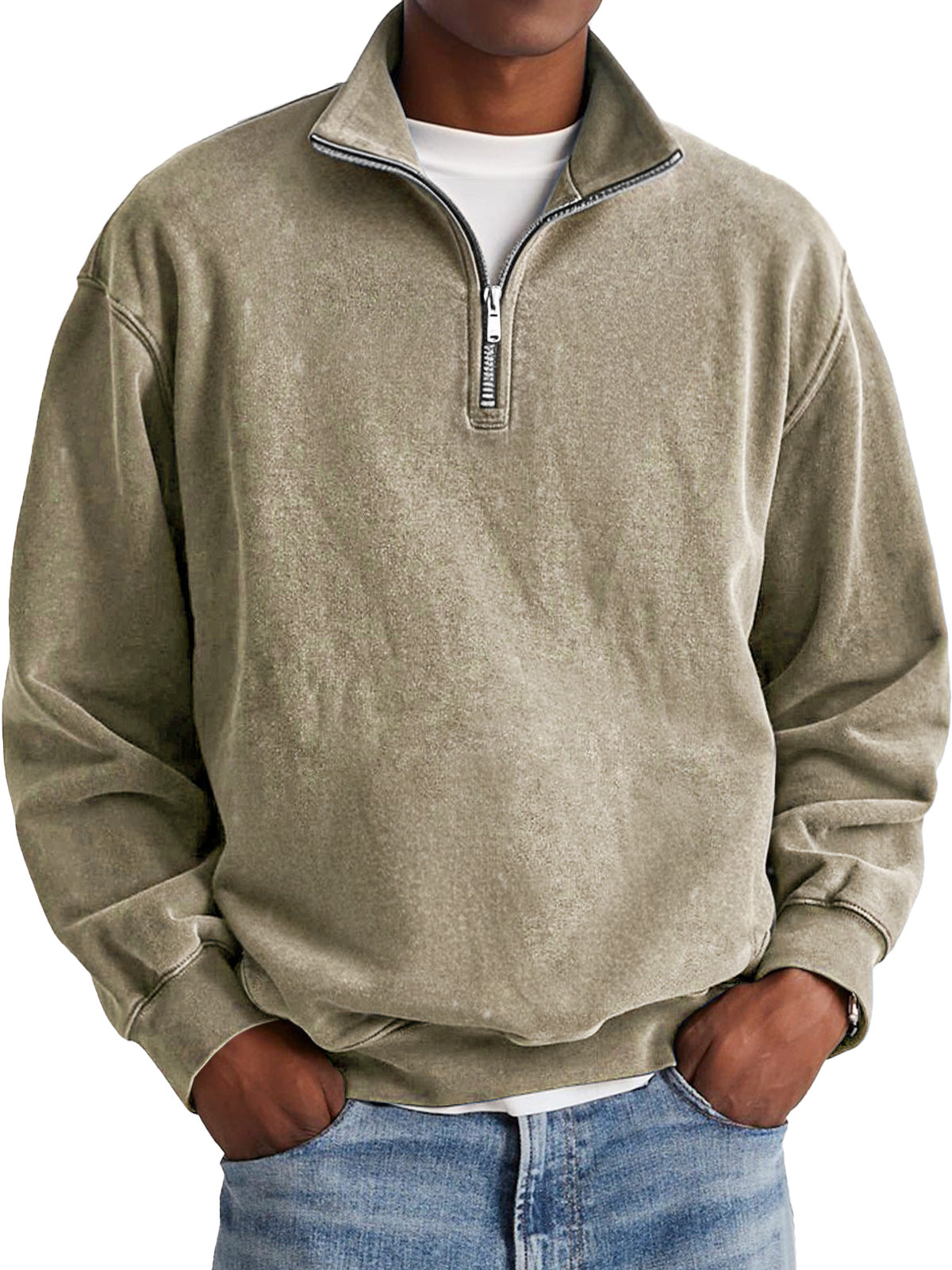 🔥Clearance Sale 50% Off - Men's Fashion Retro Stand Collar Zipper Polo Sweatshirt