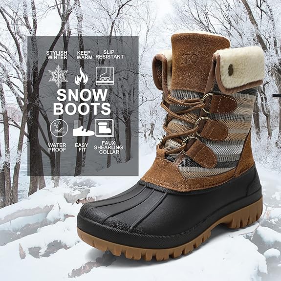 Womens Winter Duck Boots Waterproof Cold Weather Snow Boots