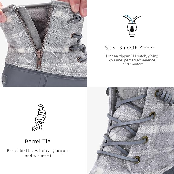 Duck Boots for Women Waterproof Winter Boots Quilted Snow Boots