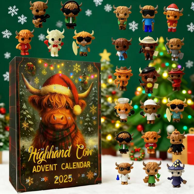 3D Graphic Design, 2025 24 Days of Christmas Countdown Calendar with 24 Collectible Mini Cows