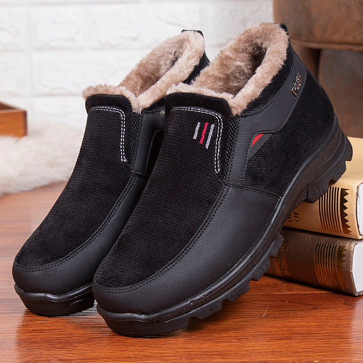 Men's Winter Fleece Waterproof Warm Non-Slip Orthopedic Shoes Snow Ankle Boots (Medical Certification)