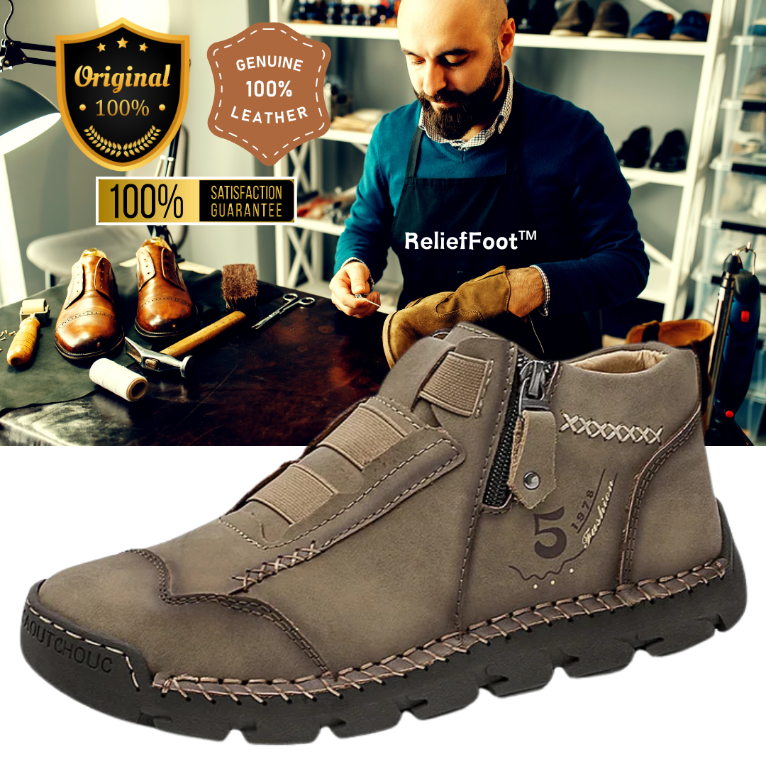 ReliefFootTM Men's Vintage Casual Soft And Breathable Cowhide Leather Boots