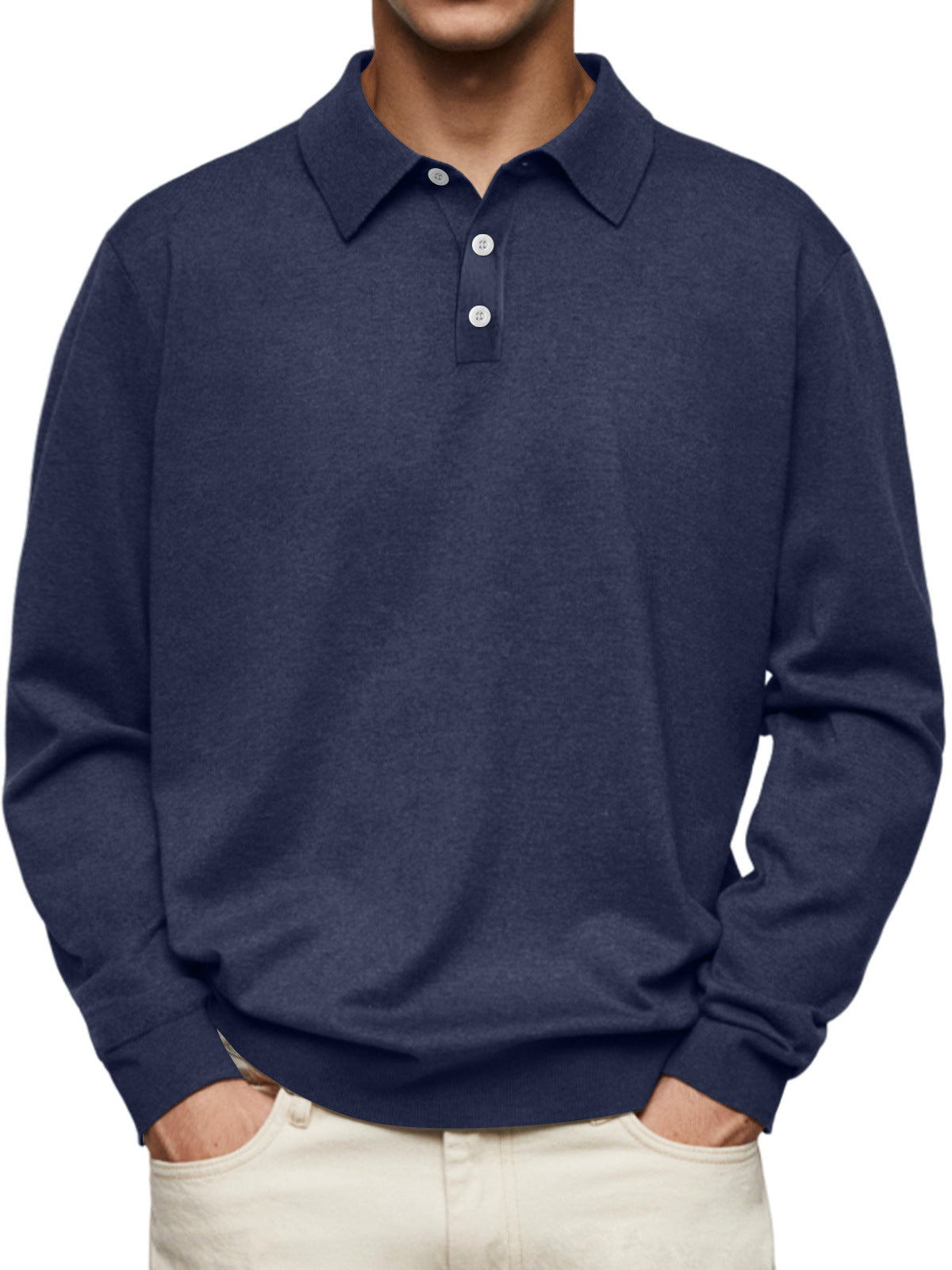 70% Off This Week Only - Men's Thin Lapel Button Sweater Casual Solid Color Bottoming Sweater