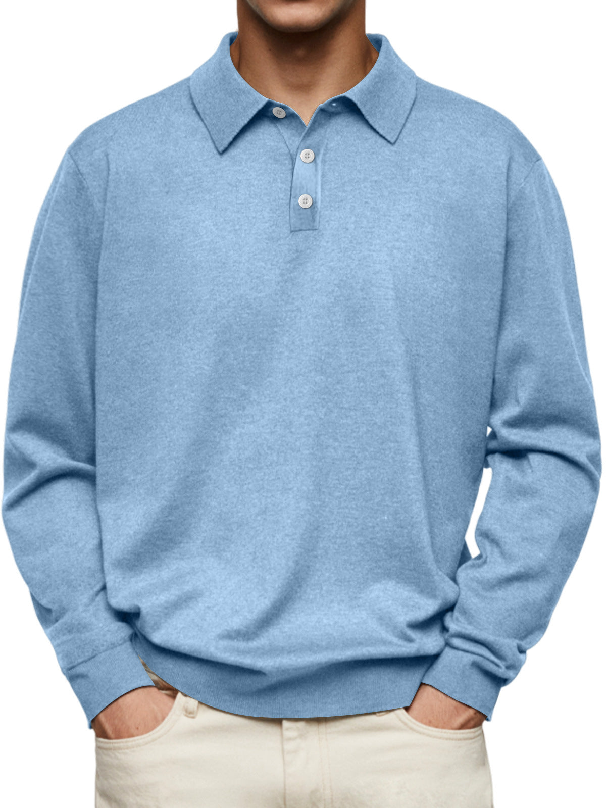 70% Off This Week Only - Men's Thin Lapel Button Sweater Casual Solid Color Bottoming Sweater