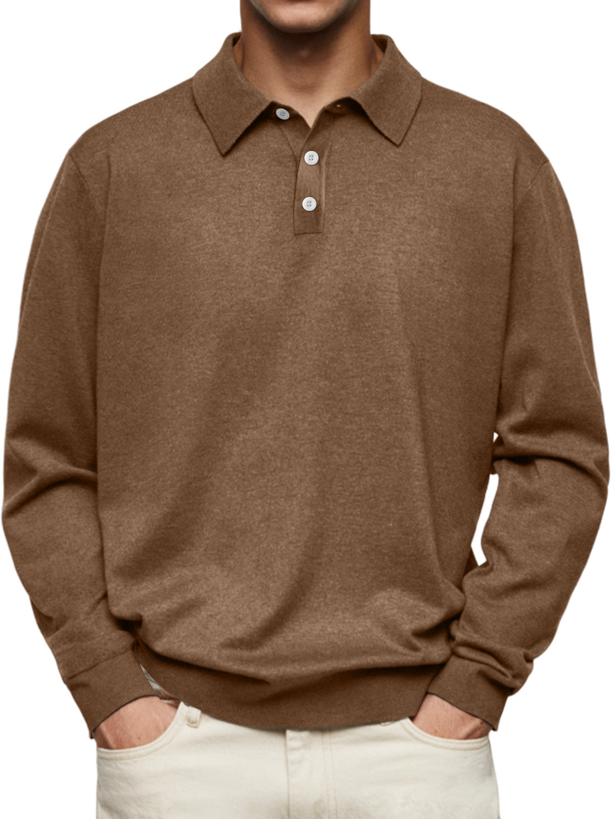 70% Off This Week Only - Men's Thin Lapel Button Sweater Casual Solid Color Bottoming Sweater